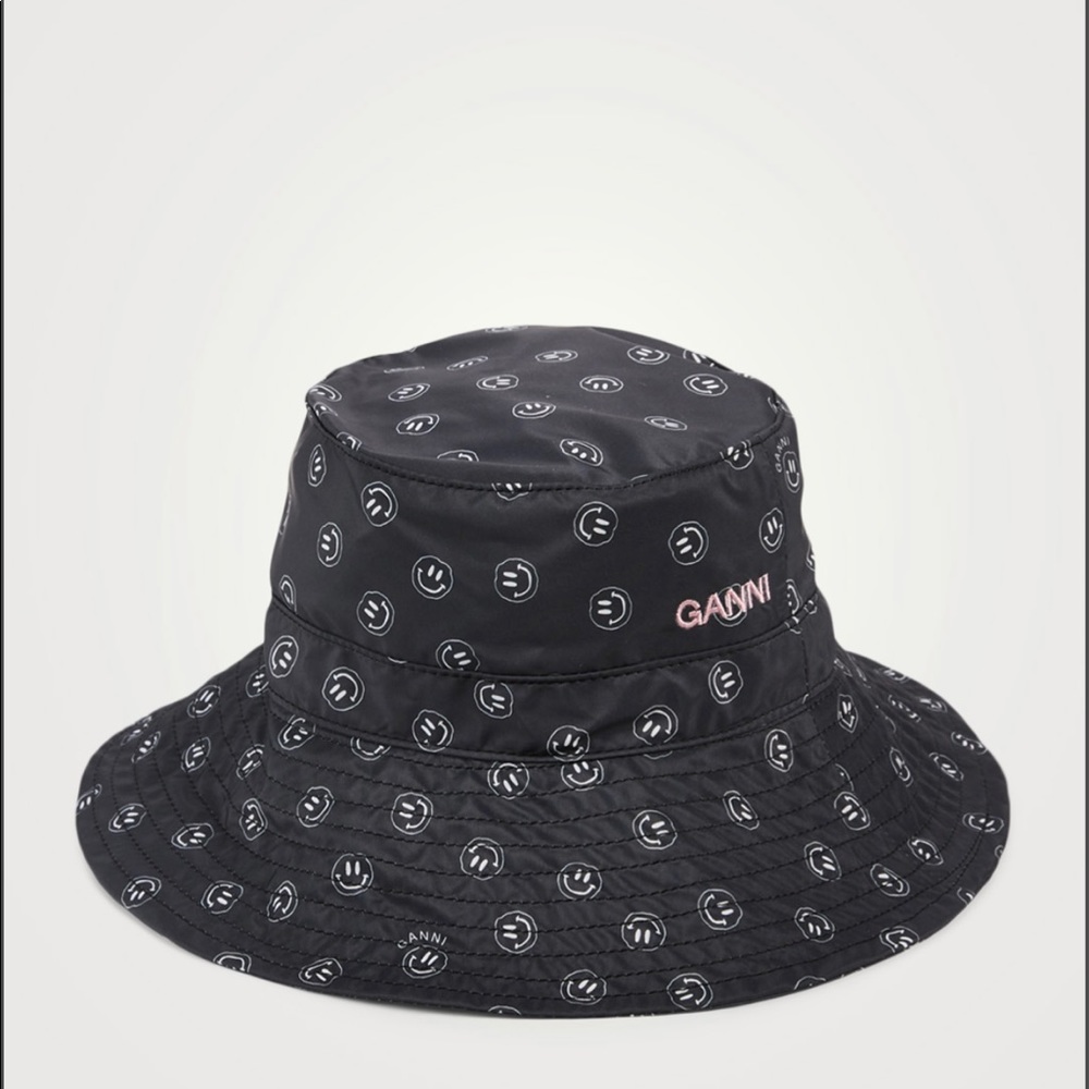 Ganni | Recycled Smiley Face Logo Print Bucket Hat - Picture 16 of 16